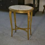 Side table with curved base in gilded carved wood, Louis XVI style, 20th century