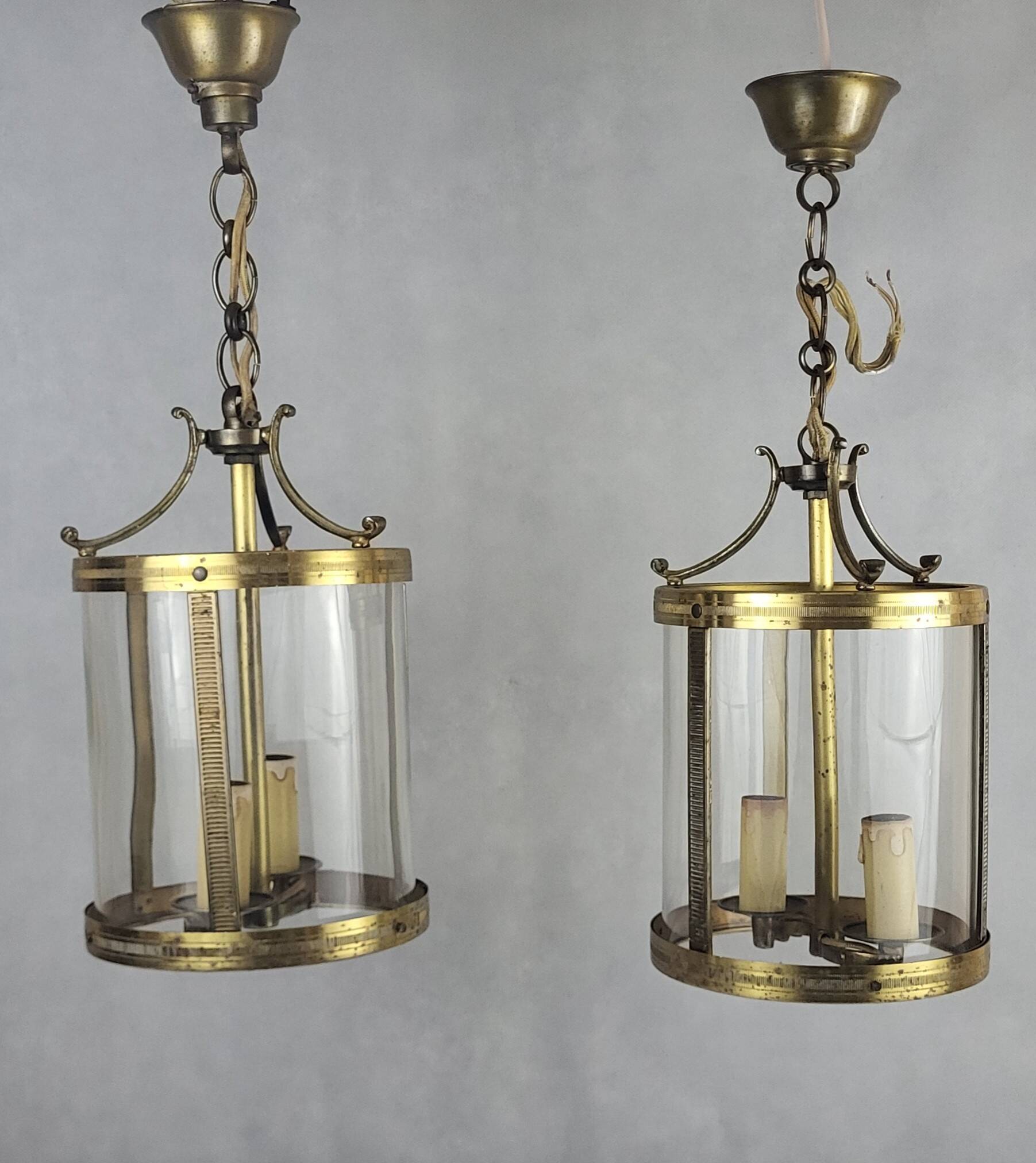 Pair of 1950s brass lanterns