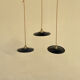 Trio de suspensions tôle émaillée noire et blanche vintage style indus