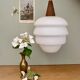 Vintage Scandinavian pendant lamp in teak and opaline