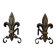 Pair of Bronze and Wrought Iron Chenets with Fleur-de-Lys Supports. France.