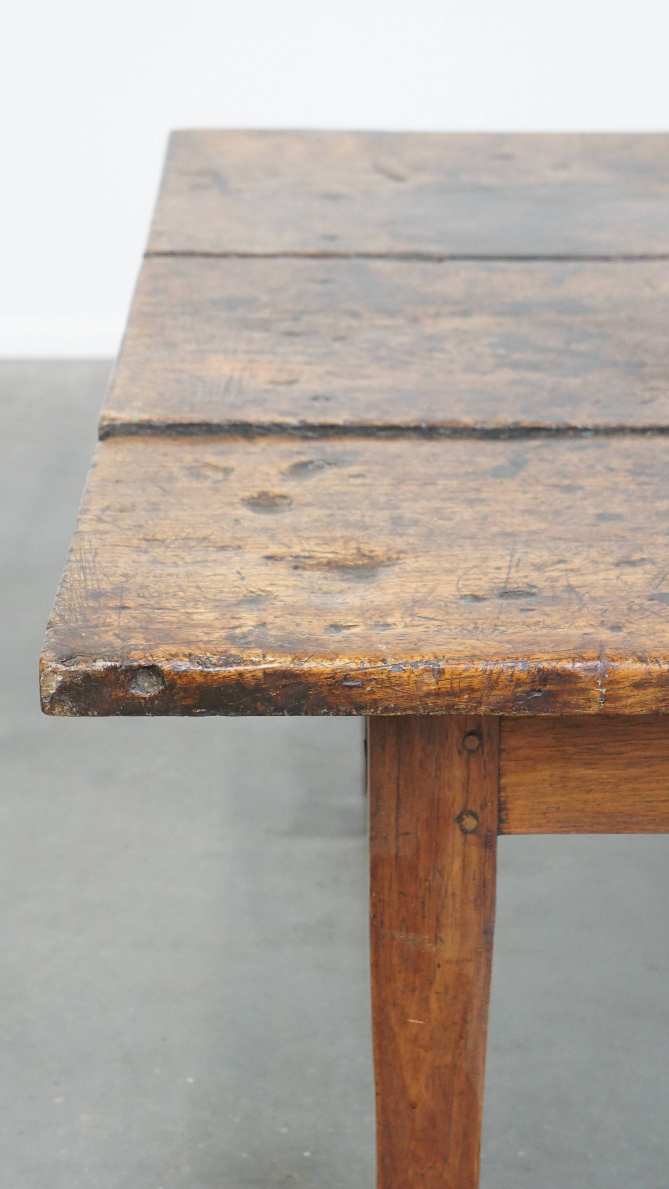 Antique Coffee Table Made of Chestnut Wood from the Early 19th Century