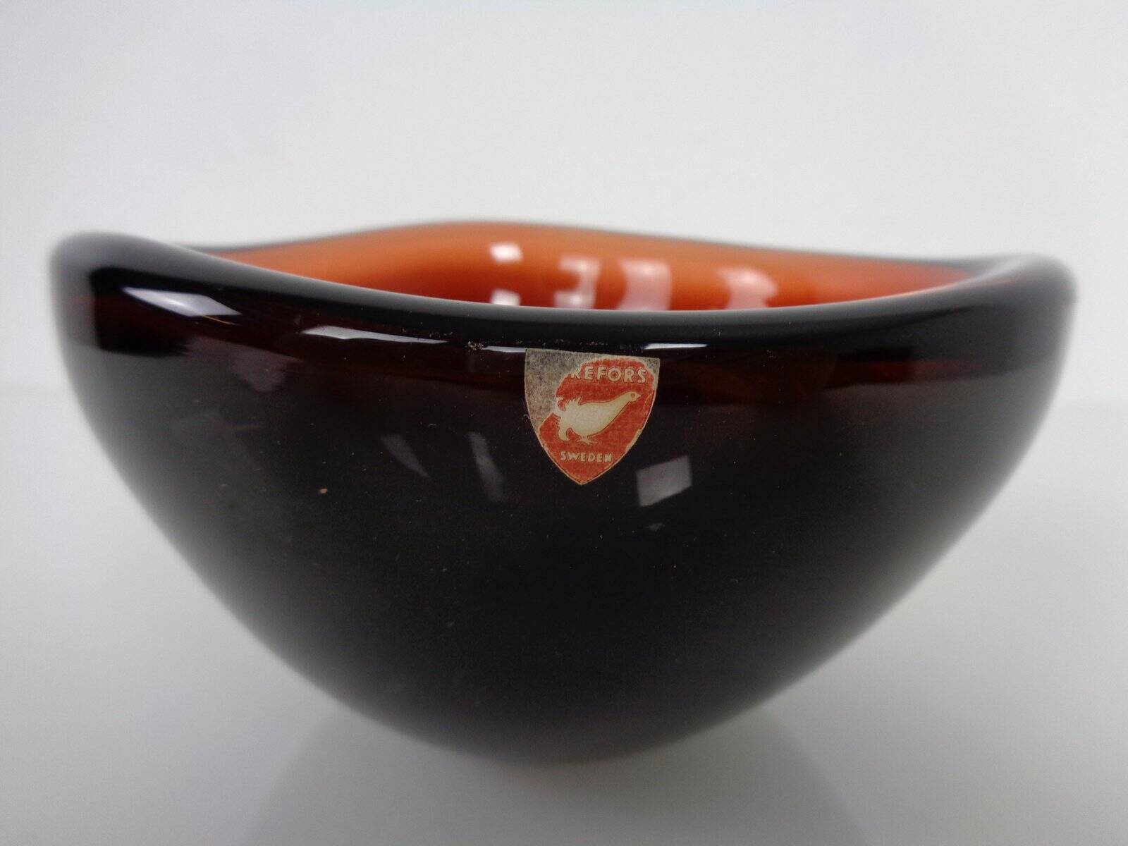Swedish Burgundy Glass Bowl from Orrefors, 1960s