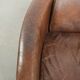 Sturdy dark cognac brown cow leather Aviator design armchair