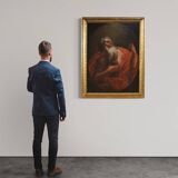 Antique Italian painting of Saint Jerome from the 17th century