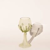 Pair of mouthblown wine goblets - large ribbed
