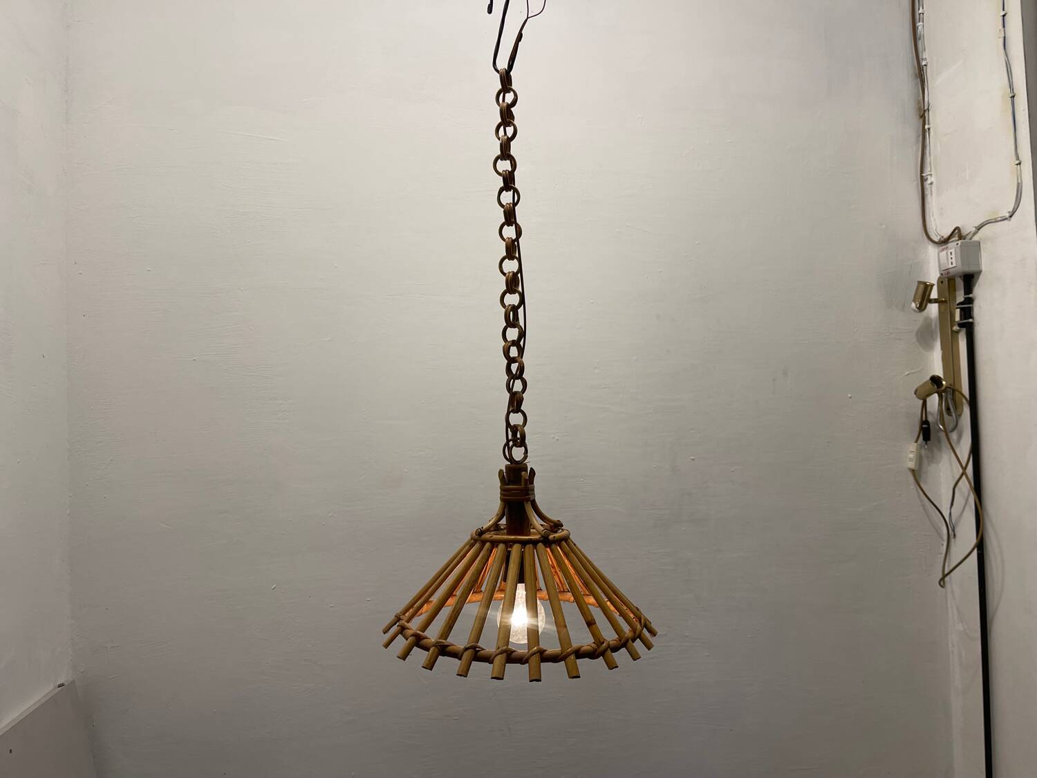 Rattan vintage Light Pendants Set of 2 1960’s