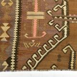 Brown & Beige Tribal Turkish Kilim Rug 132x200Cm SK 35210