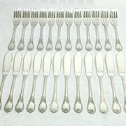 Christofle – 12-piece silver-plated fish cutlery set, Marly model
