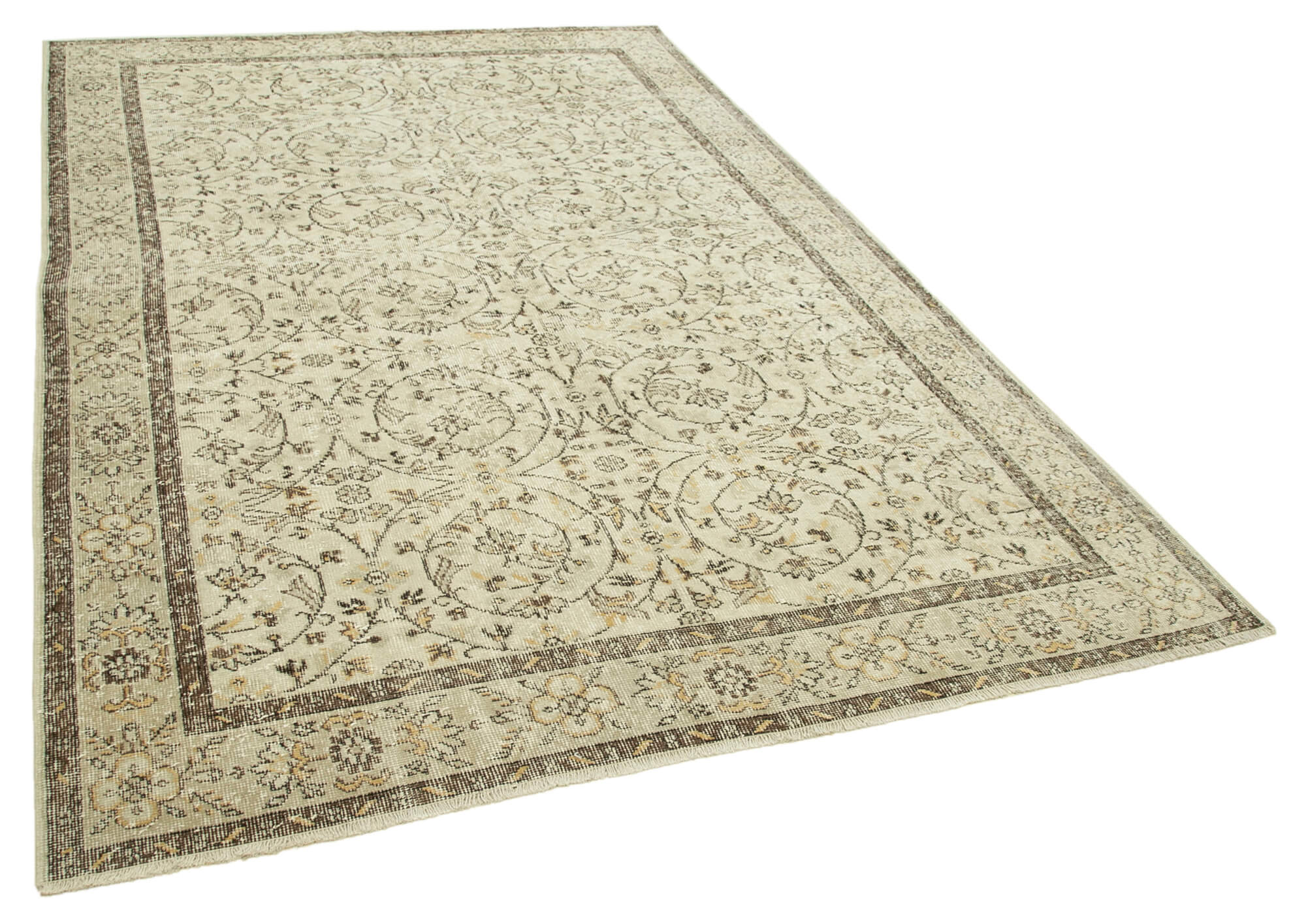 Handmade vintage oriental beige carpet 191 cm x 295 cm