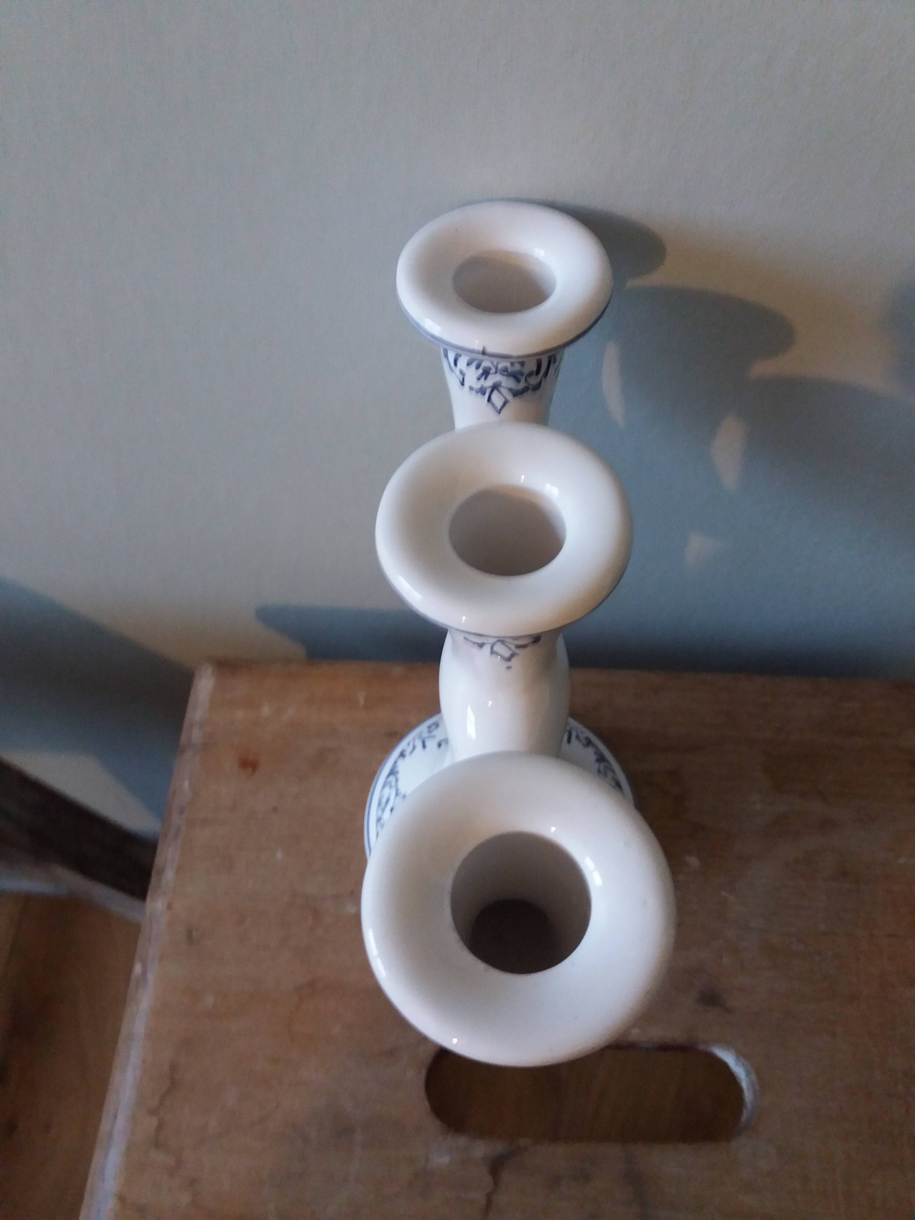 Candlestick candle holder signed Fitzpatrick Forgotten earthenware from Gascony
