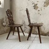 Pair of brutalist Alsatian mountain chairs 19th