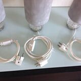 Suite of three lamps in structured glass and chrome/vintage years 70