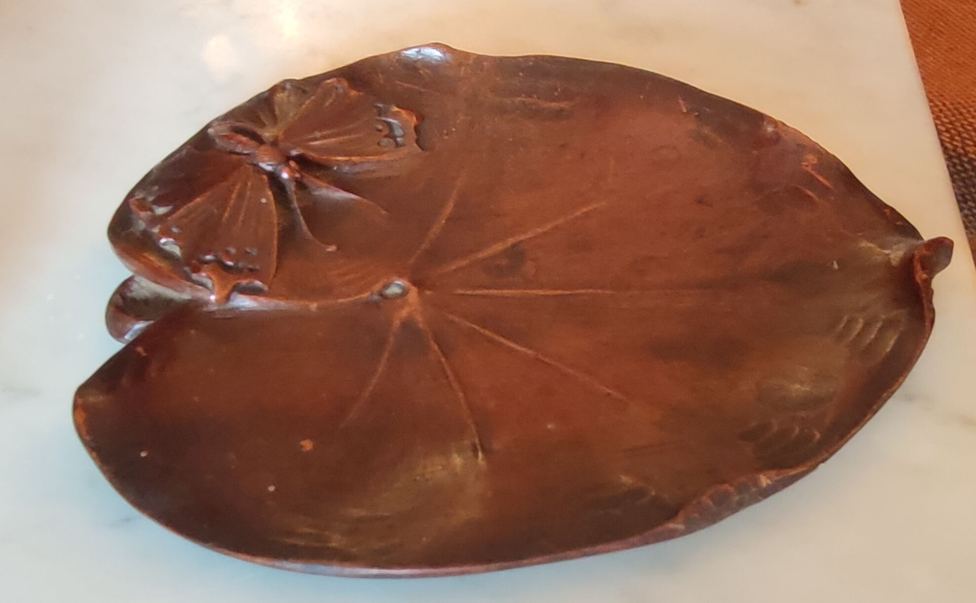 Old empty wooden pocket Art Nouveau butterfly décor