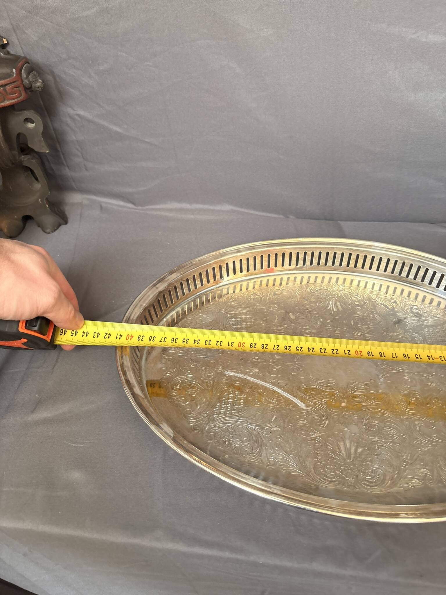 Antique Silver-Plated Metal Tray Rocaille Rococo Louis XV