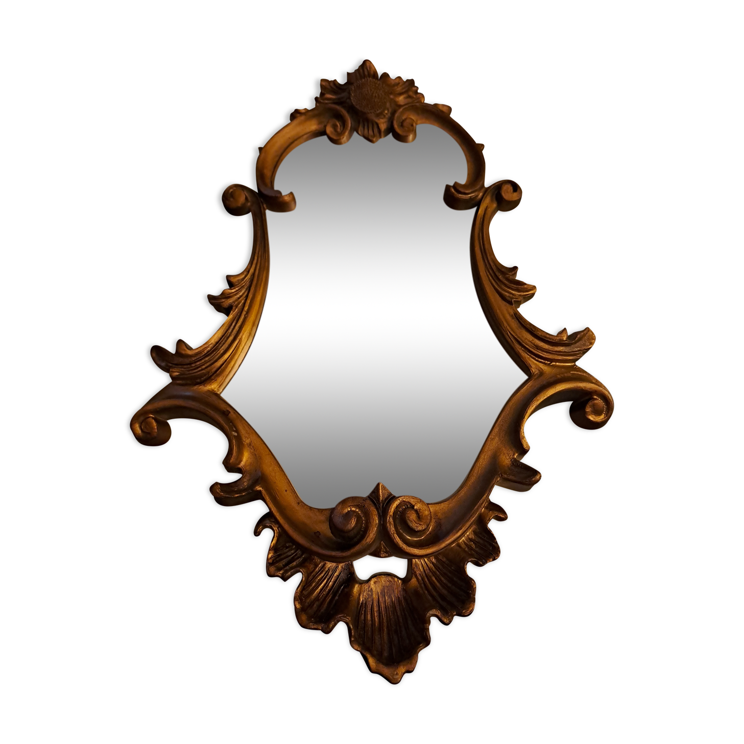 Baroque style mirror gilded wood glass vintage decoration