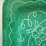 Square dish in glazed ceramic, scarified, signed Jacques Sagan Vallauris,