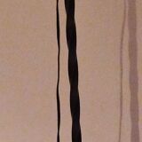 Vintage 1960s tripod wrought iron floor lamp with original lampshade