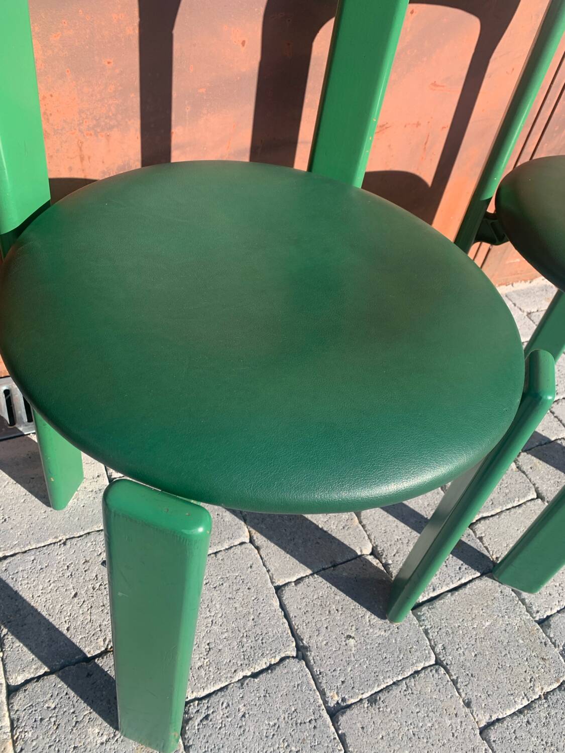 6 Bruno Rey Kush & co Green Stackable Chairs Circa 1970