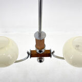 Chrome & Wood Art Deco Chandelier, Czechoslovakia