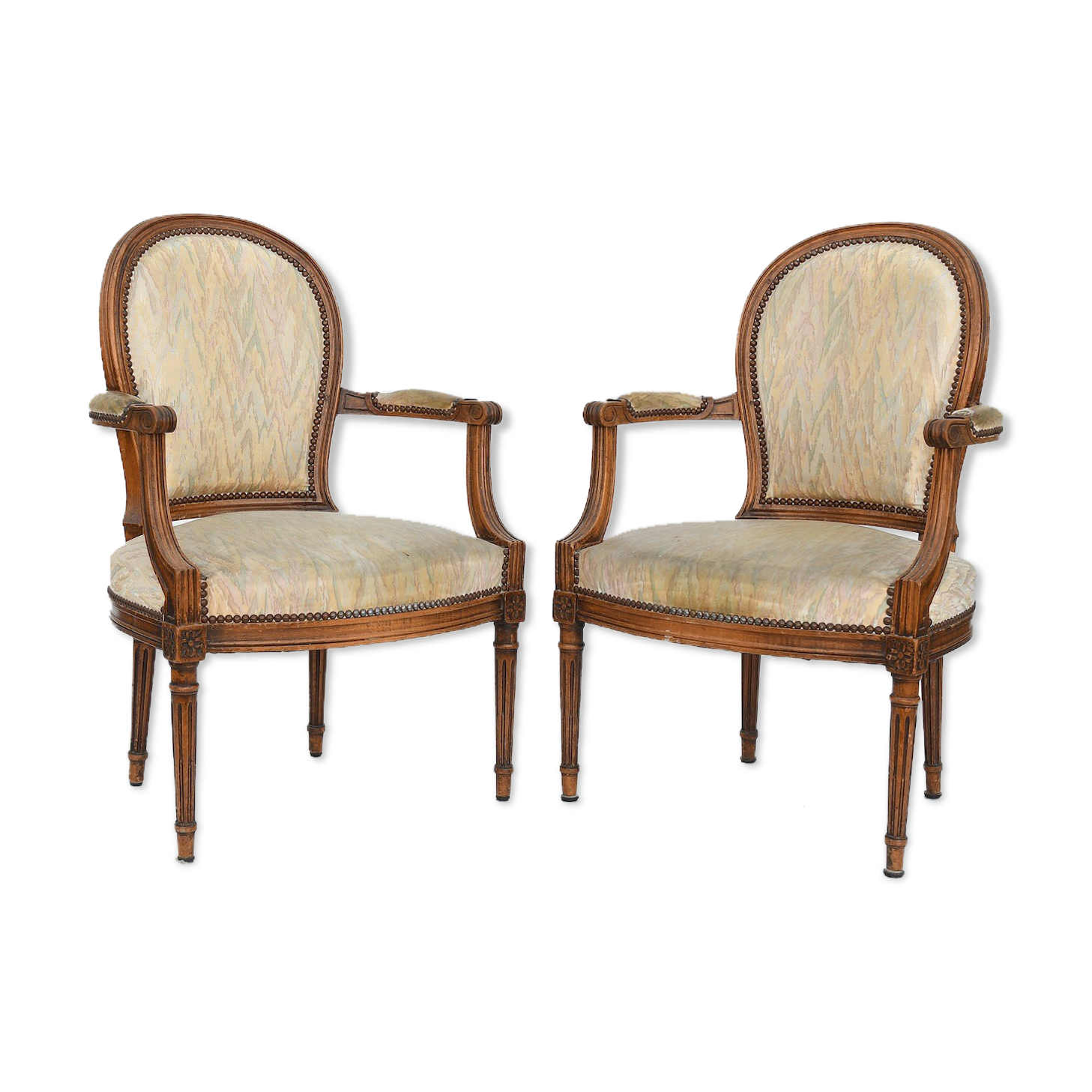 Pair of Louis XVI-style convertible armchairs