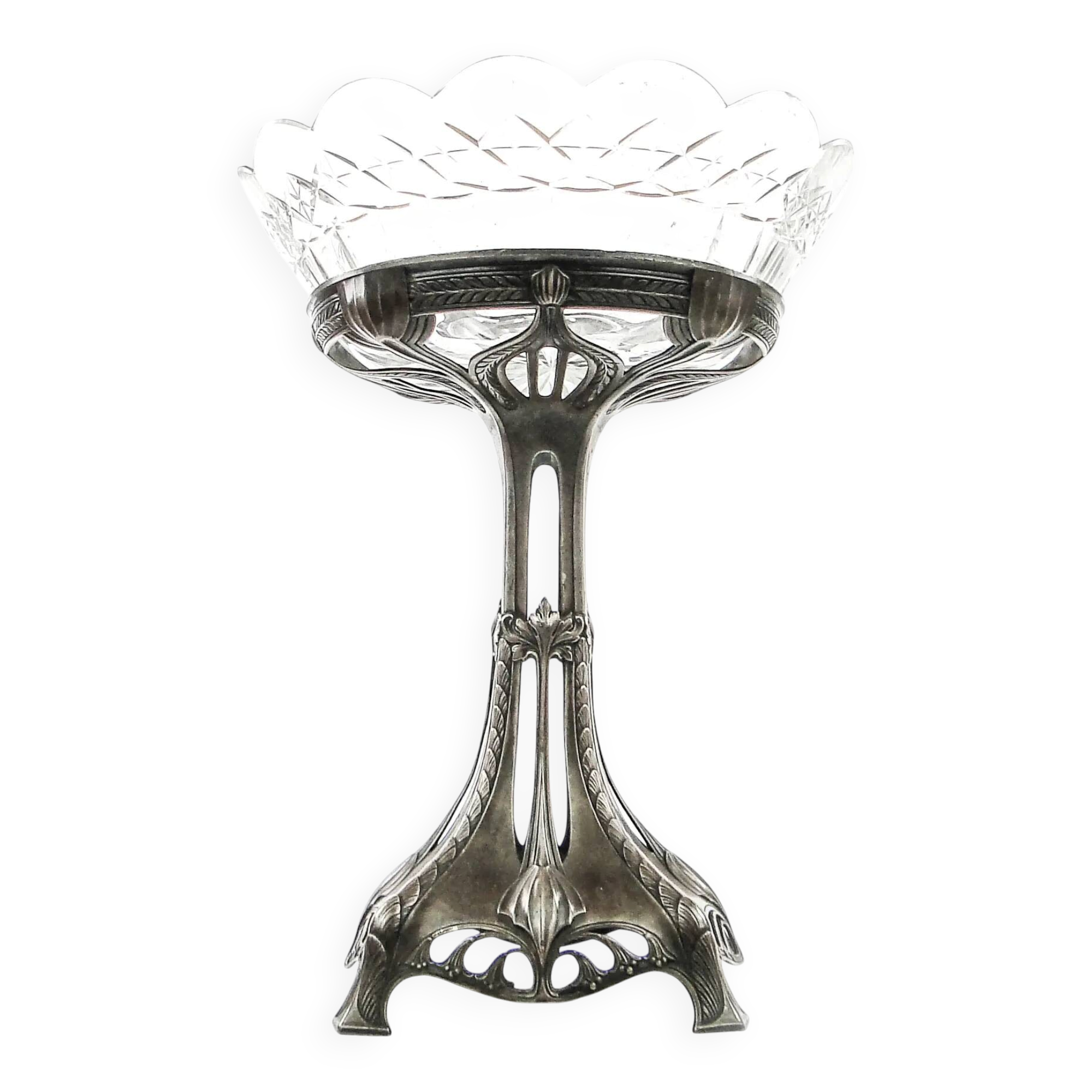Art Nouveau figural centerpiece, silver-plated pewter, WMF, Germany, early 20th century