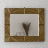Mirror with straw marquetry frame