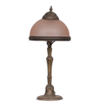 Lampe de table en laiton et verre Art Nouveau français