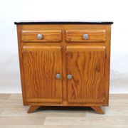 Vintage Mado commode in terracotta and light oak, 1960s.