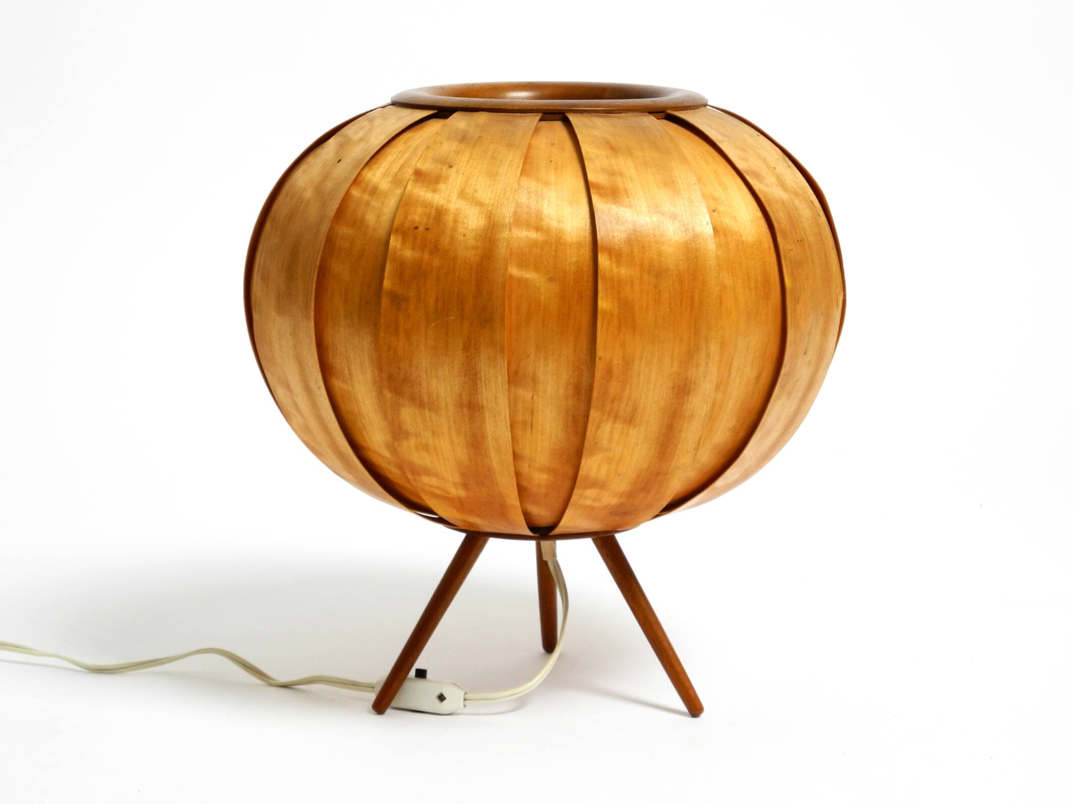 Large Mid Century Modern bentwood lamella tripod Table Lamp