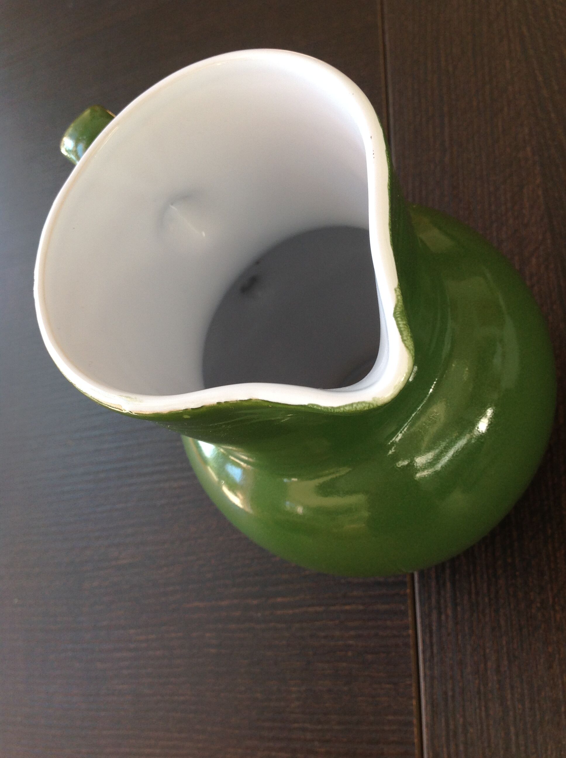 Pitcher ball in glazed green ceramic vintage 60s-70s