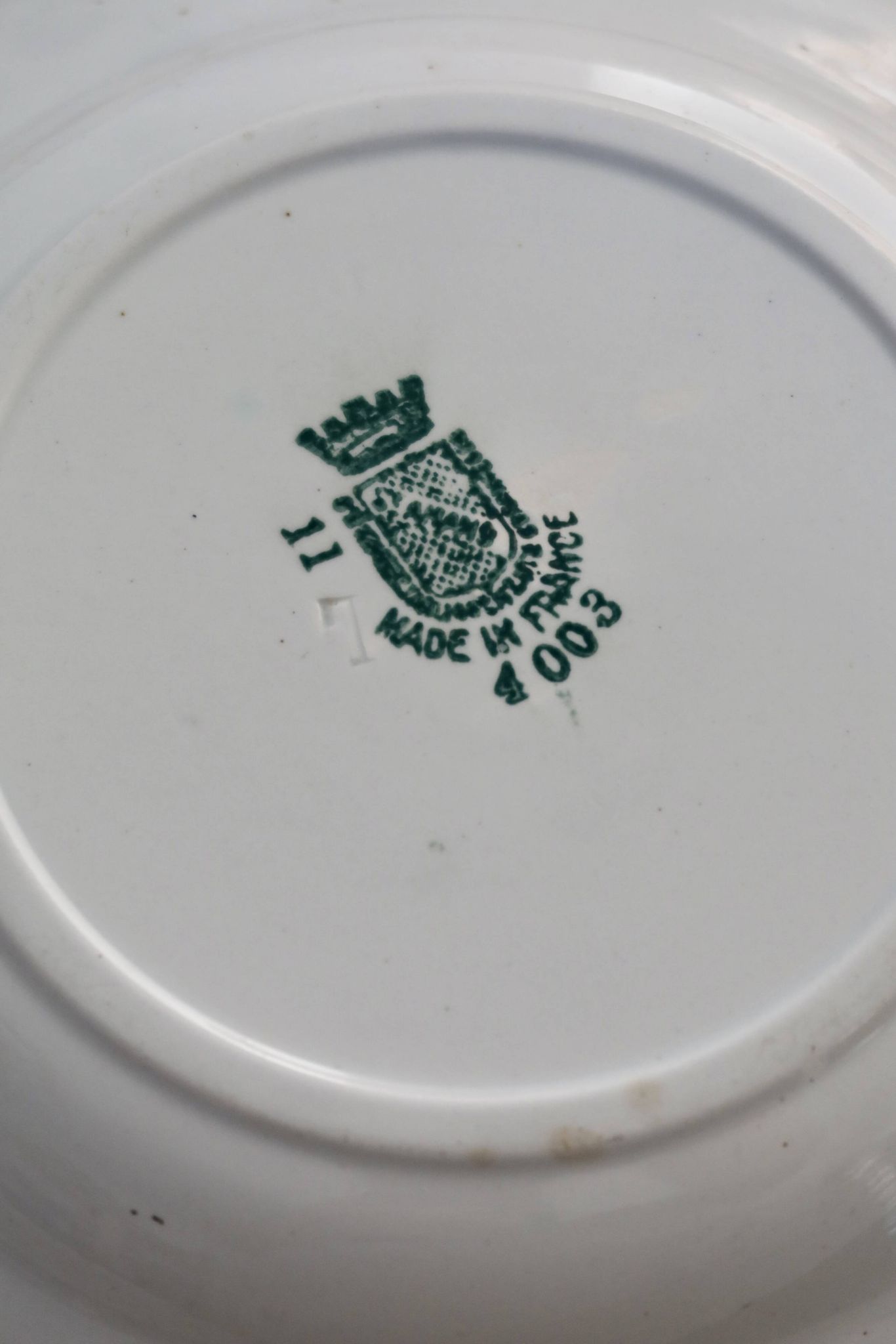 4 mismatched old green ironstone deep plates