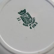 4 mismatched old green ironstone deep plates
