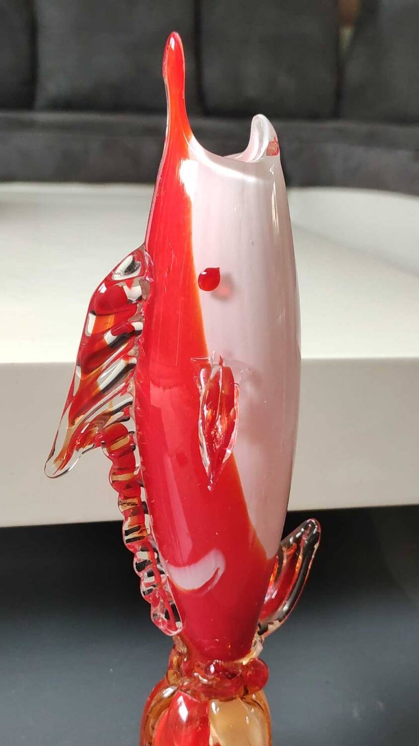 Soliflore Vase/Swordfish Fish Figurine in Murano Italy blown art glass. High 29 cm