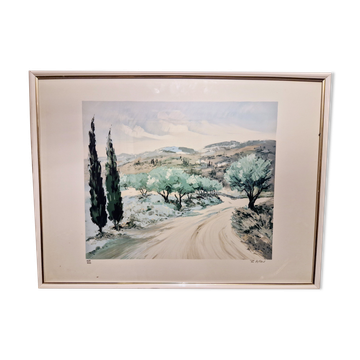 Lithograph "Path of the olive grove" by Victor Zarou
