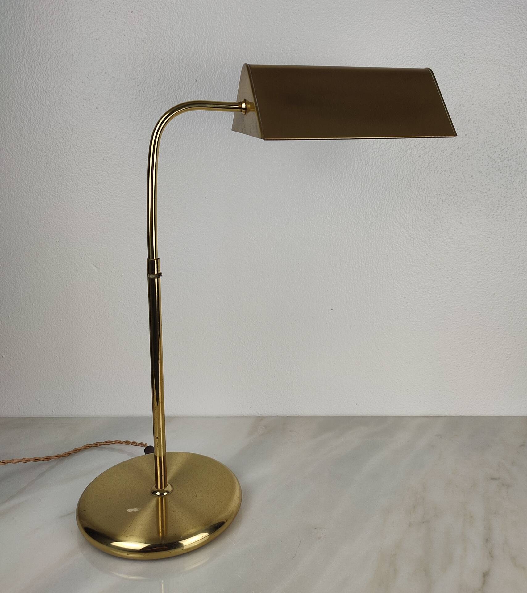 Lampe de Bureau Ajustable en Laiton Doré – Design Allemand, Années 70