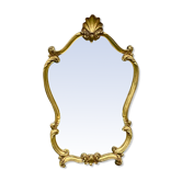Beveled gilded wood mirror with violin shapes, Louis XV baroque style shell