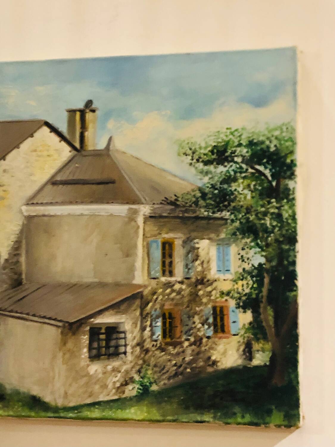Cottage landscape oil on canvas signed