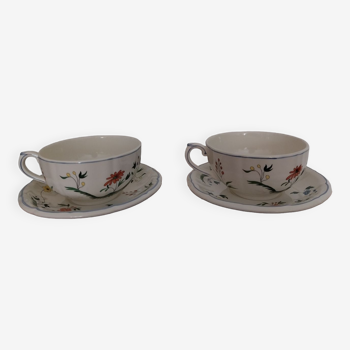 Pair of tea cups Gien Birds of Paradise