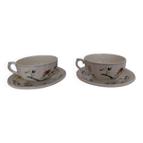Paire de tasses à thé Gien Oiseaux de Paradis