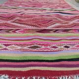 Handmade pink kilim rug in pure wool - 220x100cm