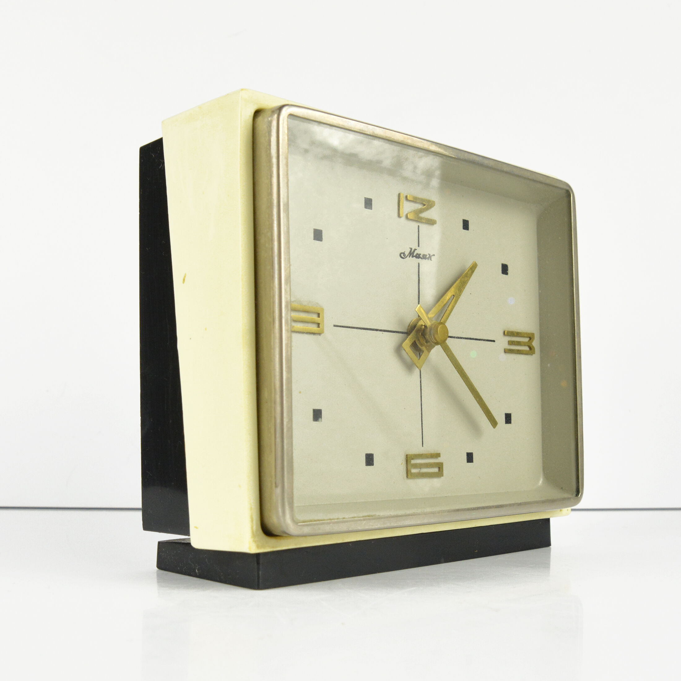 1960s modernist fireplace clock, Majak, USSR