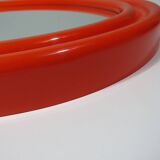 Large Orange Space Age Oval Mirror 1960s