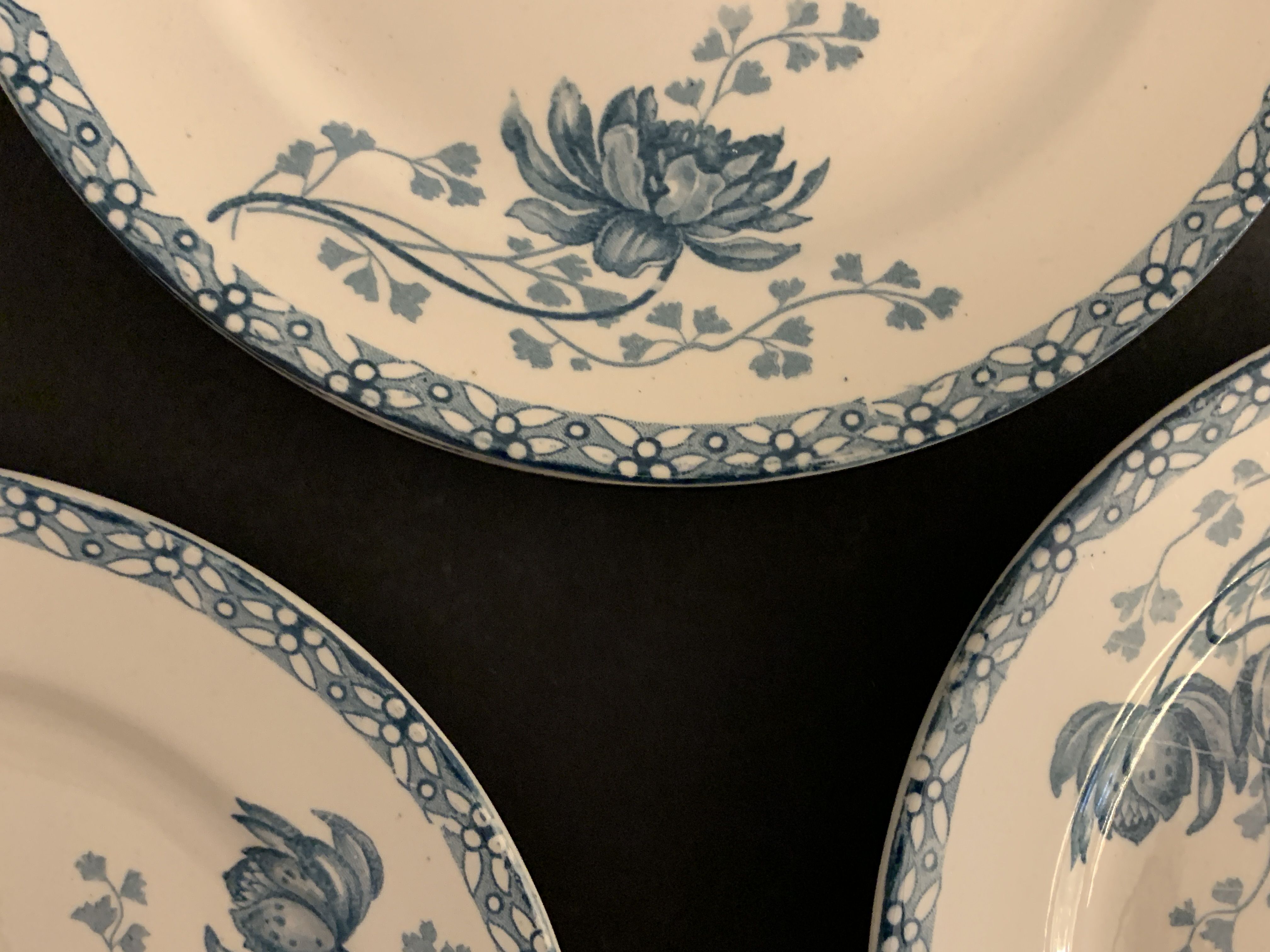 12 dessert plates and an art nouveau dish Royat de Sarreguemines