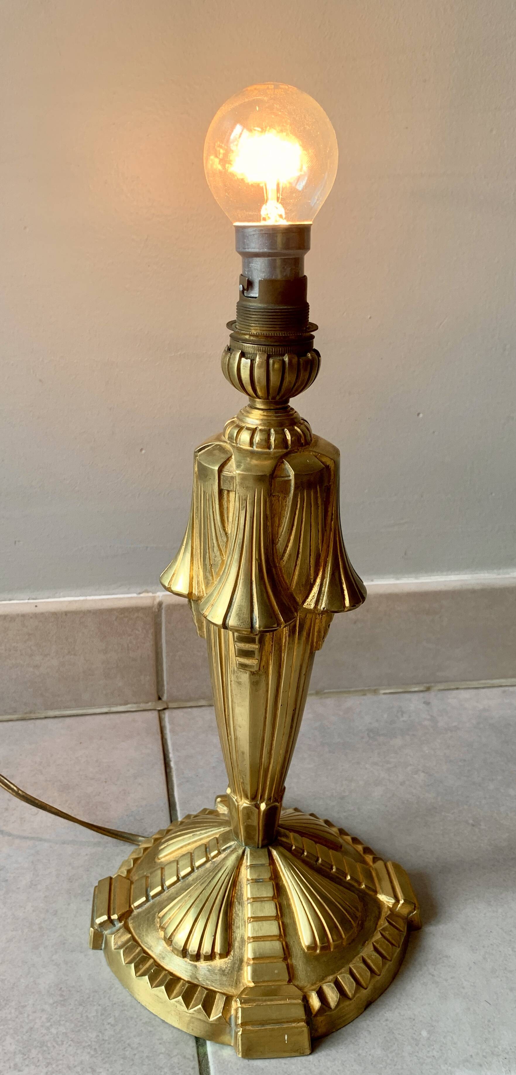Art Deco gilded bronze lamp base.