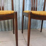 Chaises de salle à manger danoises modernes à lattes en palissandre, Ensemble de 2