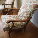 Four 1950s armchairs - wooden armrests