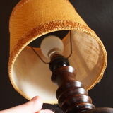 Vintage turned wooden candle holder lamp