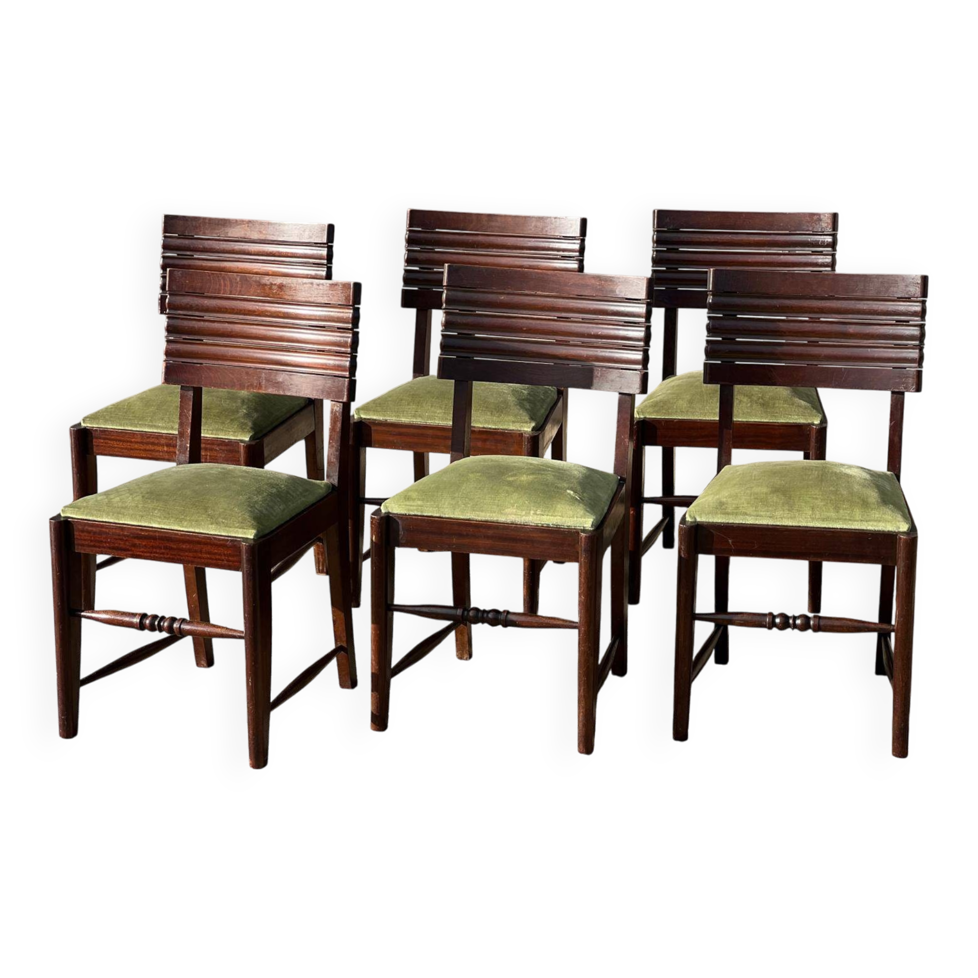 6 numbered French Art Deco chairs, 1940