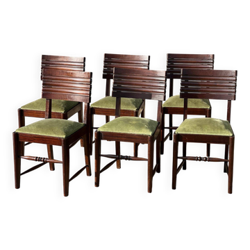 6 numbered French Art Deco chairs, 1940